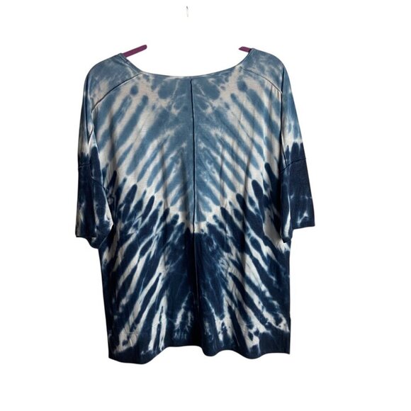 Green Tea Size Large Blue White Tie Dye High Low Tee Soft Casual Oversized Boho - Picture 2 of 6